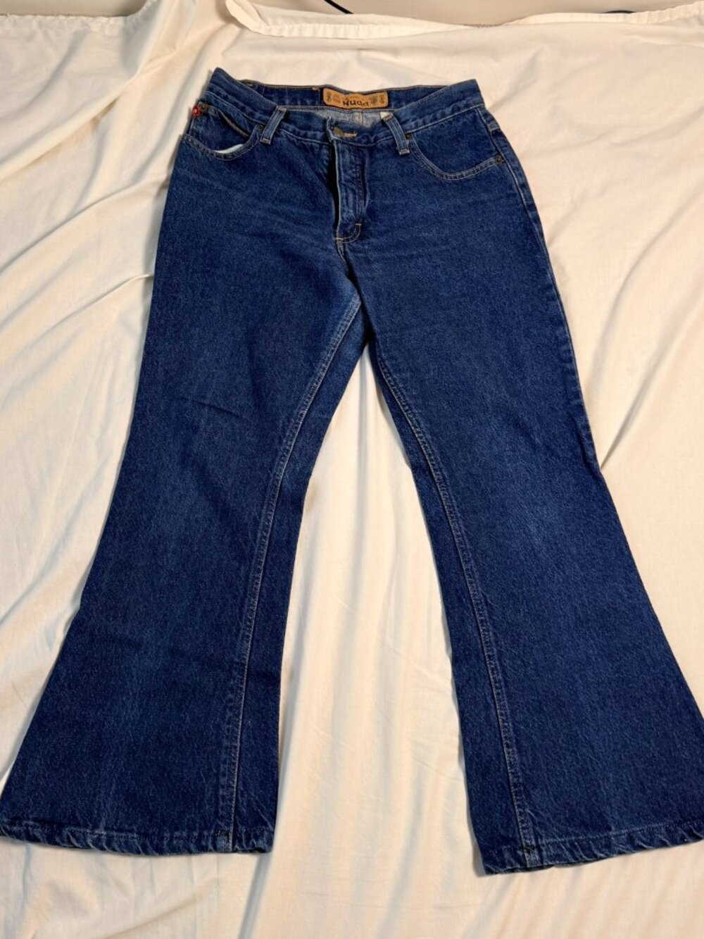 Mudd Jeans – Size 7 – Dark Wash Flare Denim – Made in USA – Petite Inseam